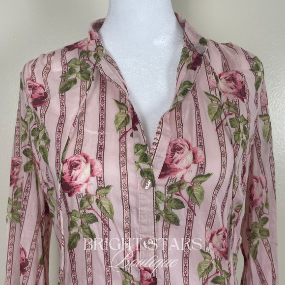 Rare Floral Top ASO Fred in Angel Vintage Pink Rose Long Sleeve Amy Acker - Picture 7 of 10